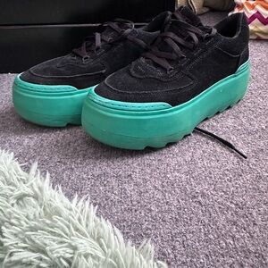UGG Black and Teal Platform Shoes